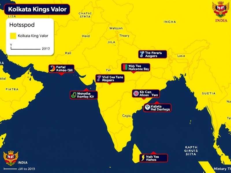 India map highlighting Kolkata Kings Valor download hotspots across states